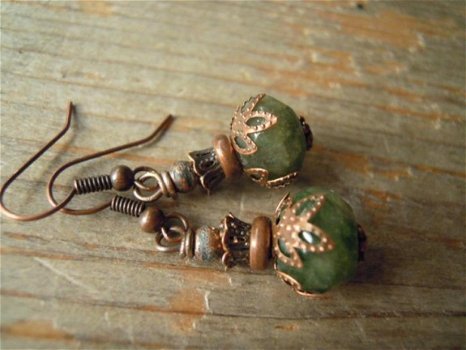 1001 oorbellen antiek bronzen oorhangers met groen edelsteen kralenuniek design - 2