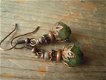 1001 oorbellen antiek bronzen oorhangers met groen edelsteen kralenuniek design - 2 - Thumbnail