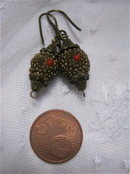 1001 oorbellen antiek brons / koper met diverse soorten edelstenen oa antieke koralen uniek design - 6