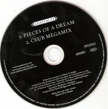 CD Singel Anastacia - Pieces of a dream / Club megamix - 2