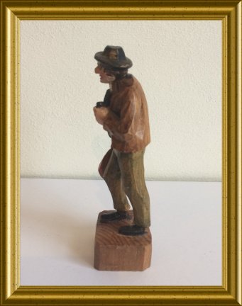 Oud houten beeldje : pijproker - Afbeelding 4