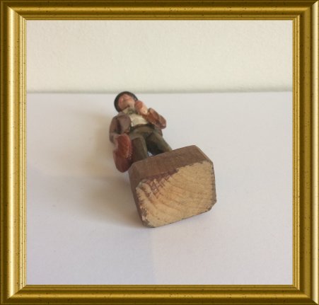 Oud houten beeldje : pijproker - Afbeelding 5