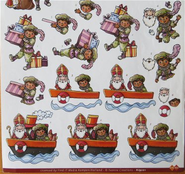 3D knipvel (A4) --- SINTERKLAAS --- Yvonne Creations HJ9201 --- DIVERSE AFBEELDINGEN - 3