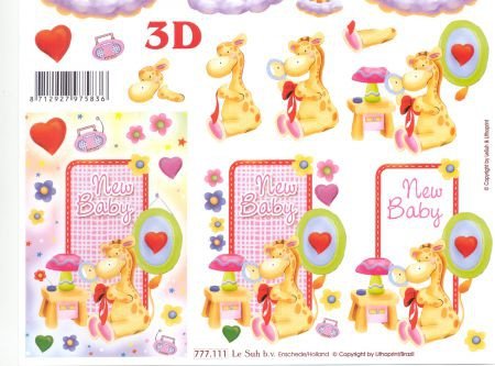 3D knipvel (A4) --- BABY / GEBOORTE --- Le Suh 777.111 --- DIVERSE AFBEELDINGEN -----> New Baby - Afbeelding 3