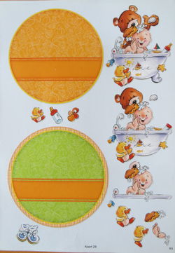 3D knipvel (A4) --- BABY / GEBOORTE --- Kaart 28 --- BABY ZIT in het BAD --- Combi knipvel