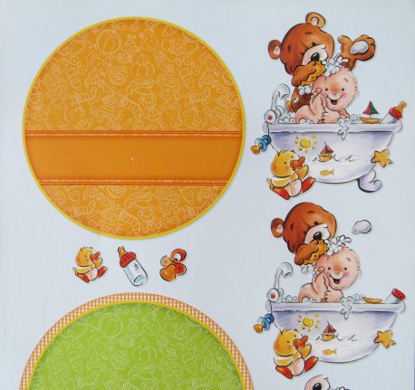 3D knipvel (A4) --- BABY / GEBOORTE --- Kaart 28 --- BABY ZIT in het BAD --- Combi knipvel - Afbeelding 2