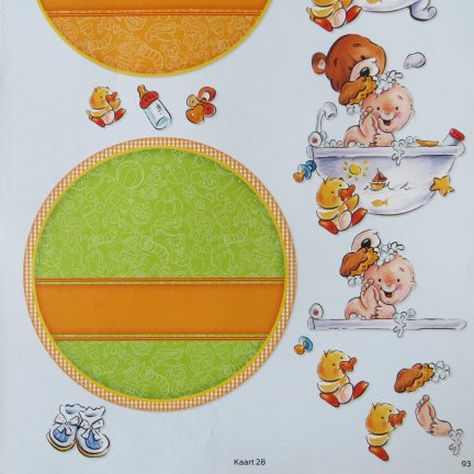 3D knipvel (A4) --- BABY / GEBOORTE --- Kaart 28 --- BABY ZIT in het BAD --- Combi knipvel - Afbeelding 3