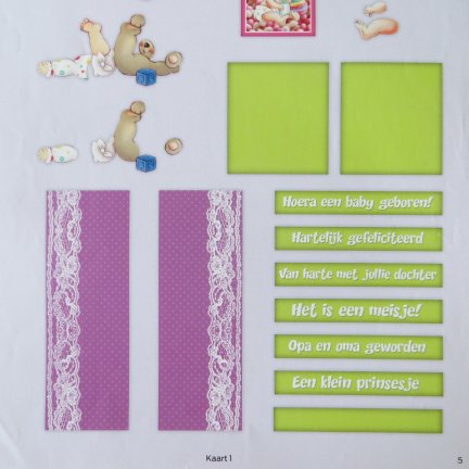 3D knipvel (A4) --- BABY / GEBOORTE --- Kaart 1 --- BABY met een BEER & BABY met de FLES - Afbeelding 3