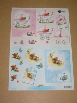 3D knipvel (A4) --- BABY / GEBOORTE --- DOE MAAR 11055-208 --- DIVERSE AFBEELDINGEN -----> ROZE en B - nr. 1