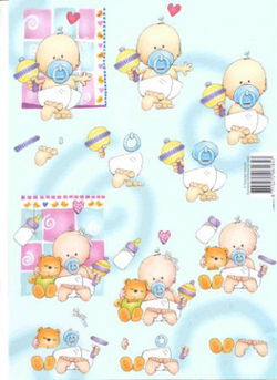 3D knipvel (A4) --- BABY / GEBOORTE --- AVEC 4.008.011 --- BABY met een BLAUWE SPEEN