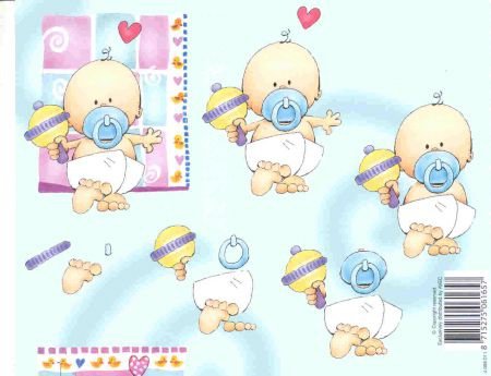 3D knipvel (A4) --- BABY / GEBOORTE --- AVEC 4.008.011 --- BABY met een BLAUWE SPEEN - Afbeelding 2