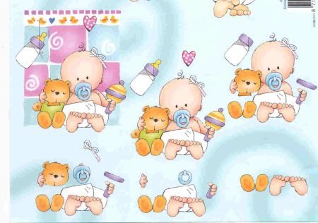 3D knipvel (A4) --- BABY / GEBOORTE --- AVEC 4.008.011 --- BABY met een BLAUWE SPEEN - Afbeelding 3