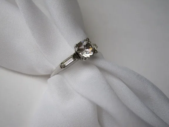 Zilveren ring maat 19.7 ronde en baquette bergkristalletjes - Afbeelding 5