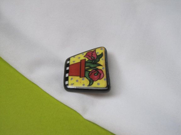 Broche keramiek porselein bloemen in bloempot 3.9x3.0 cm - Afbeelding 5