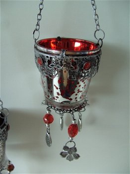 KERST WAXINELICHT HANGER OUD ZILVER OF ROOD OUD ZILVER Nieuw - 3