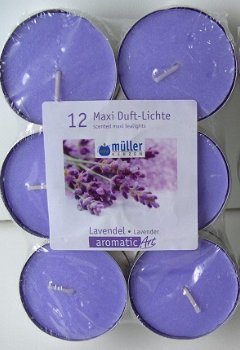 GEURKAARSEN GROTE WAXINEKAARSEN DIA 6 CM LILA 12 STUKS - 1