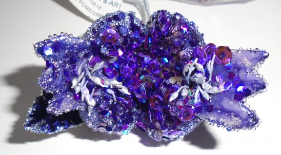 KERST DECO GRANAATAPPEL PURPLE MET GLITTERS 6 stuks Nieuw - 1