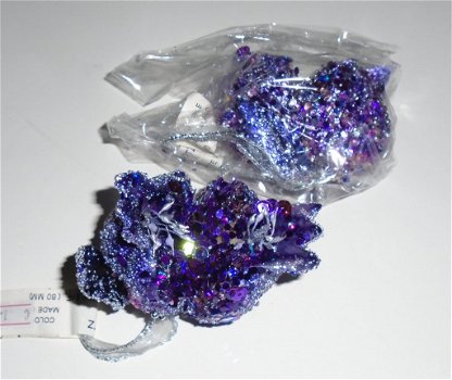 KERST DECO GRANAATAPPEL PURPLE MET GLITTERS 6 stuks Nieuw - 4