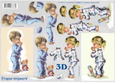 3D Knipvel (A4) --- KINDEREN --- Le Suh 4169607 --- KINDEREN doen het AVONDGEBED - 1