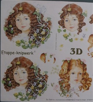 3D Knipvel (A4) --- KINDEREN --- Le Suh 4169119 --- MEISJES met MOOI, KRULLEND HAAR - 2