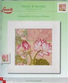 LANARTE BORDUURPAKKET LOTUS FLOWERS 35044 OP=OP