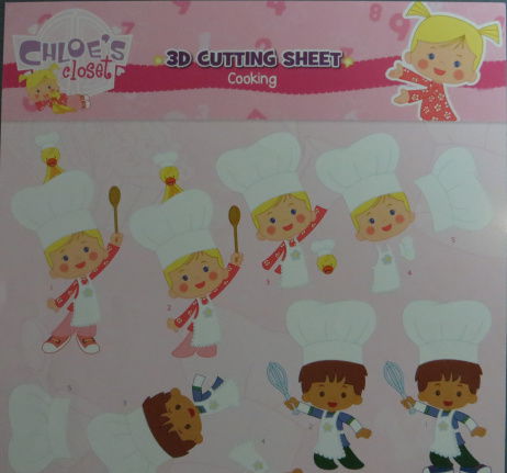 3D Knipvel (A4) --- KINDEREN --- CHLOE'S closet CC10003 --- KINDEREN met een KOKSMUTS --- Cooking - Afbeelding 2