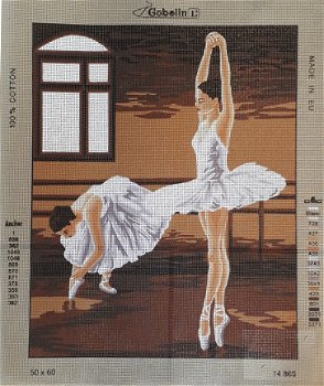 VOORBEDRUKT GROOT BORDUURSTRAMIEN , 2 BALLETDANSERESSEN 865 - 1