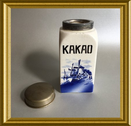 Oud delftsblauw aardewerk kakao / cacao potje: molen, boot - Afbeelding 8
