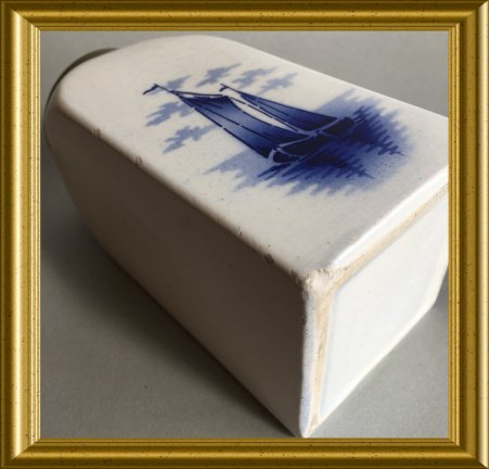 Oud delftsblauw aardewerk kakao / cacao potje: molen, boot - Afbeelding 3