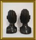 Twee houten hoofden, houtsnijwerk - 3 - Thumbnail