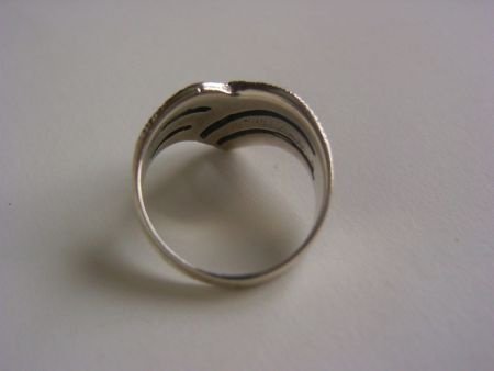 Oude zilveren ring met markasietjes - 3