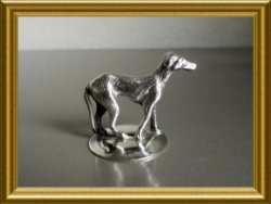 Oud verzilverd miniatuurtje / sigarettendover : hond