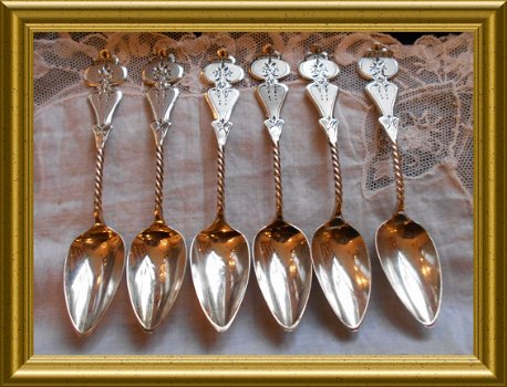 6 antieke zilveren lepeltjes // antique silver tea spoons - 3
