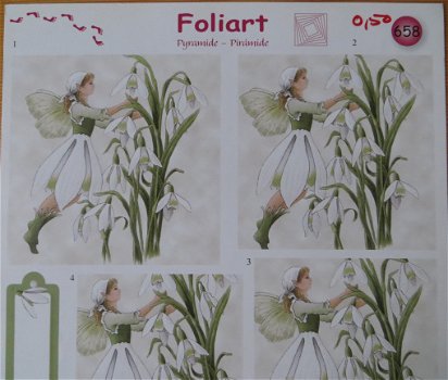 A4 Piramide knipvel --- Foliart 658 --- ELFJE bij de WITTE BLOEMEN - 2