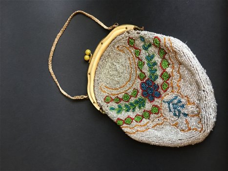 Nog een antiek kralentasje // antique beaded purse, handbag - 4