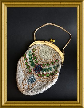 Nog een antiek kralentasje // antique beaded purse, handbag - 5