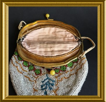 Nog een antiek kralentasje // antique beaded purse, handbag - 8