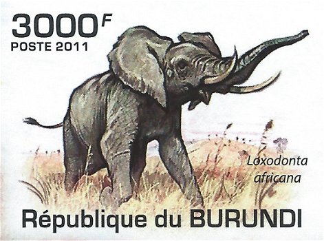 Postzegels Burundi - 2011 - Olifanten (Blok) - 4