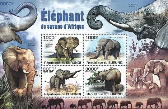 Postzegels Burundi - 2011 - Olifanten (Blok) - 1
