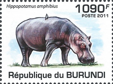 Postzegels Burundi - 2011 - Nijlpaarden (Blok) - 2