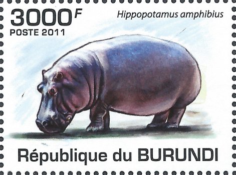 Postzegels Burundi - 2011 - Nijlpaarden (Blok) - 5