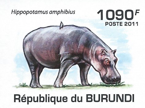 Postzegels Burundi - 2011 - Nijlpaarden (Blok) - 2