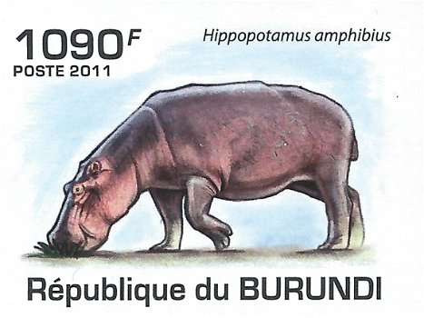 Postzegels Burundi - 2011 - Nijlpaarden (Blok) - 3