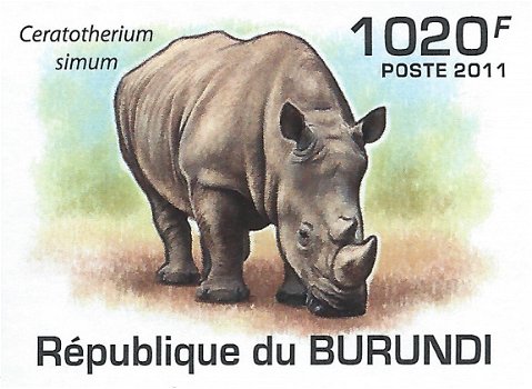 Postzegels Burundi - 2011 - Neushoorns (Blok) - 2