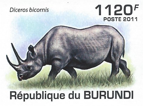 Postzegels Burundi - 2011 - Neushoorns (Blok) - 3