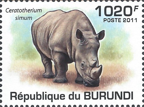 Postzegels Burundi - 2011 - Neushoorns (Blok) - 2