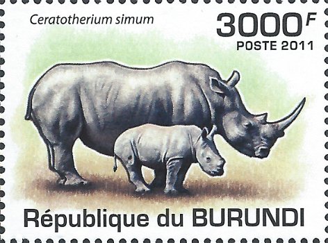 Postzegels Burundi - 2011 - Neushoorns (Blok) - 4