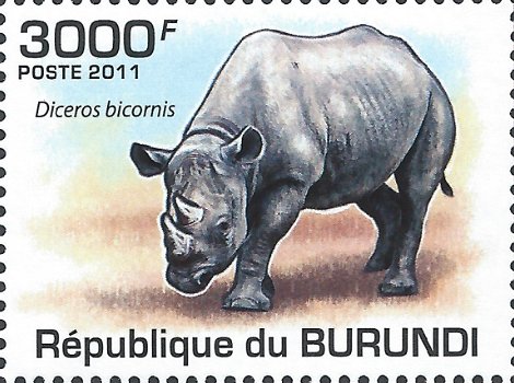 Postzegels Burundi - 2011 - Neushoorns (Blok) - 5