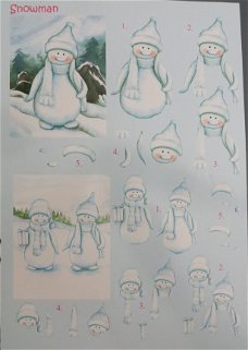 3D Knipvel (A4) --- WINTER --- Snowman 01 --- SNEEUWPOP / SNEEUWPOPPEN