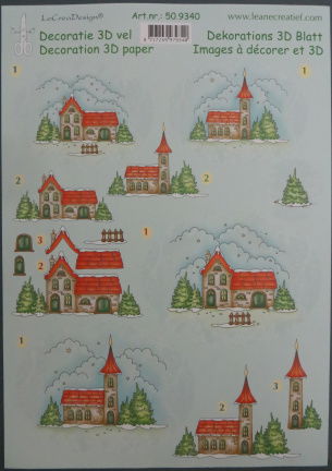 3D Knipvel (A4) --- WINTER --- LeCreaDesign 50.9340 --- DIVERSE GEBOUWEN in de SNEEUW - nr. 1